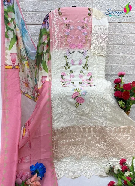 Saniya Trendz 7128 Cotton With Embroidered Pakistani Salwar Kameez Wholesalers In Delhi